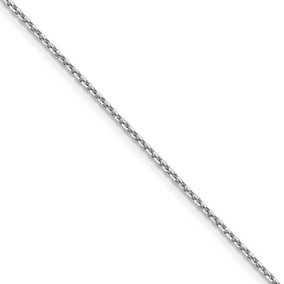 1.4mm, 14k White Gold, Diamond Cut Solid Cable Chain Necklace, 26in - Picture 1 of 7
